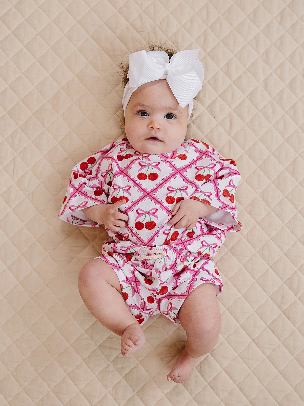 Cherry Bow Shorts Set