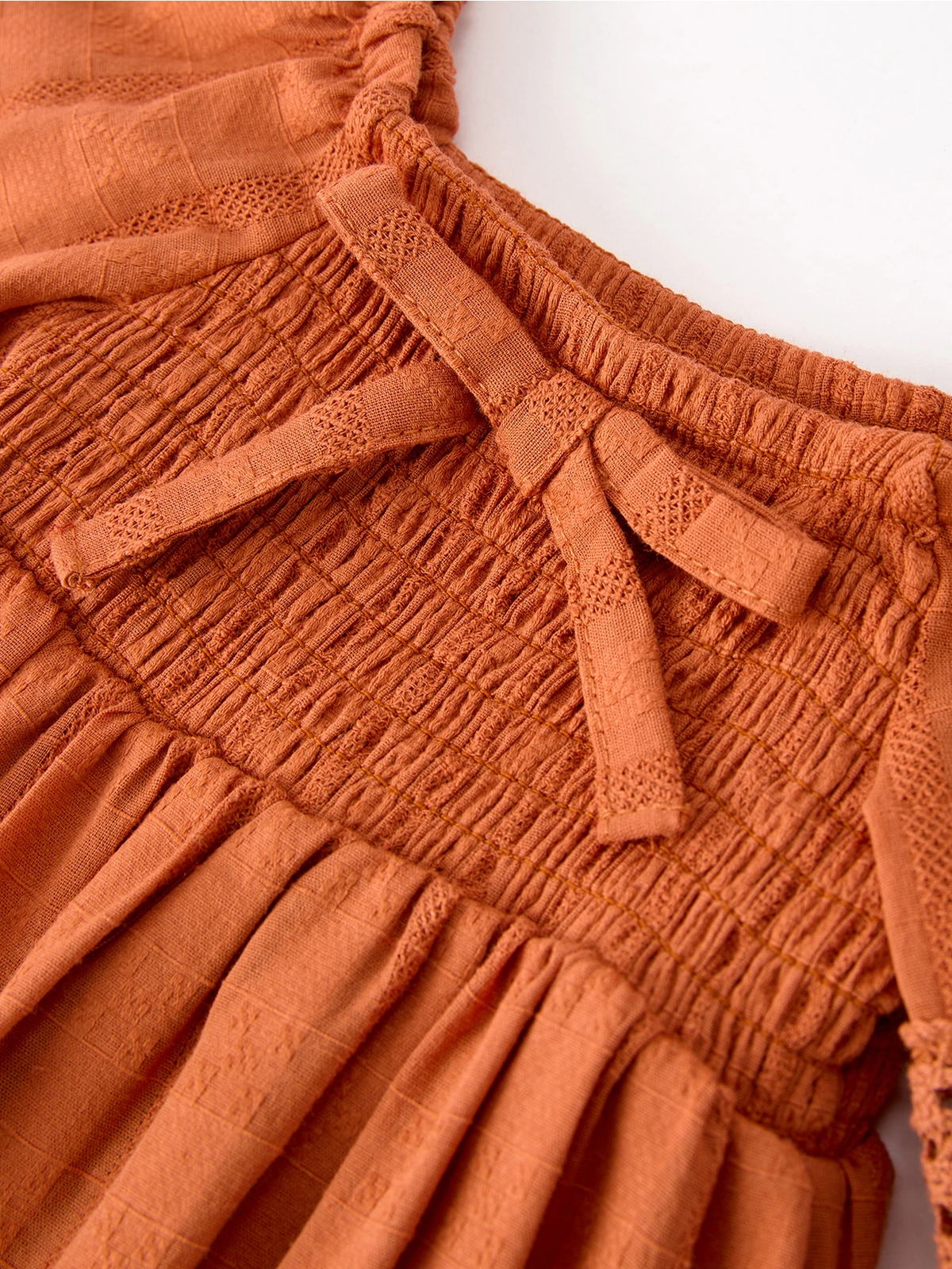 Rust Lace Trim Bubble Romper