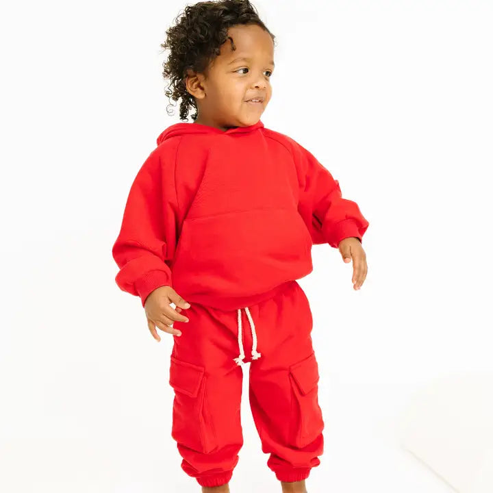 Red Cargo Hoodie Set