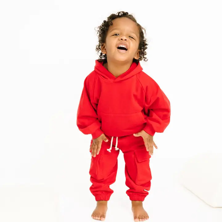 Red Cargo Hoodie Set