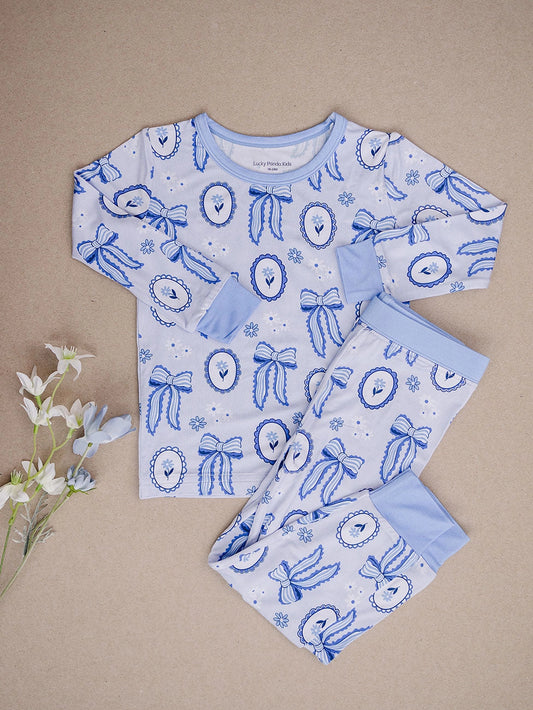 Blue Bow Bamboo Set