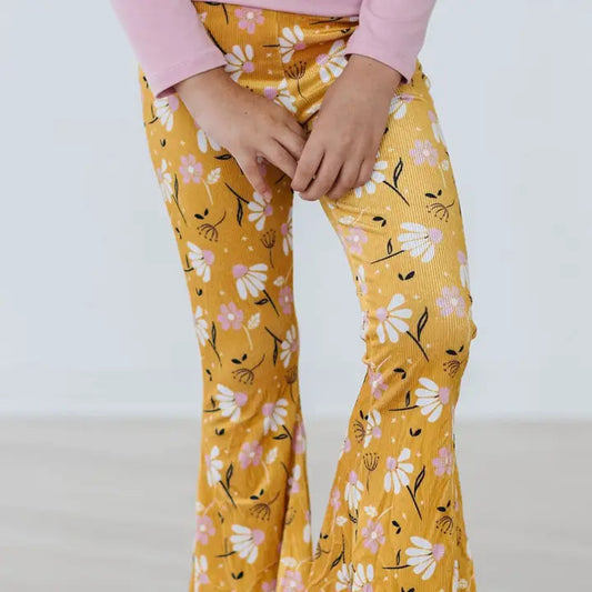 Dandelions in Fall Ribbed Velvet Bell Pants