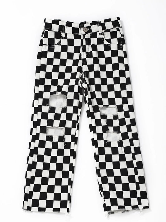 Black Checked Jeans