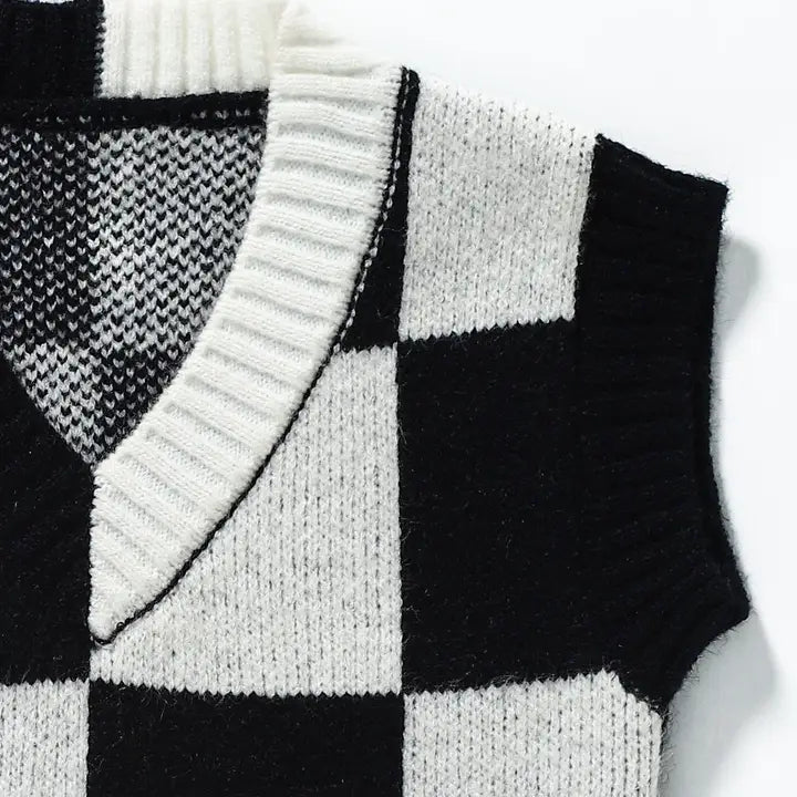 Black and White Vest Sweater