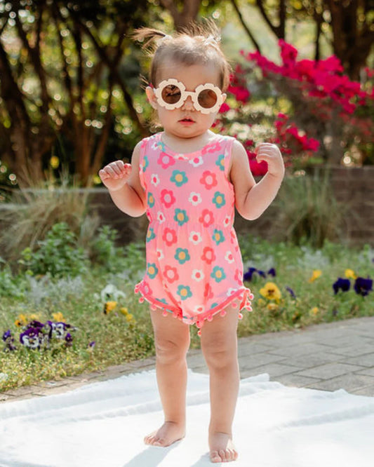 Pom Pom Romper- Bubblegum Blossom