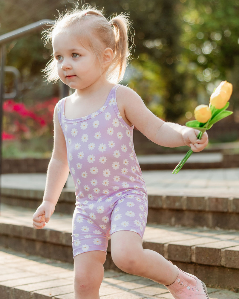 Bikeshort Romper- Lavender Bloom
