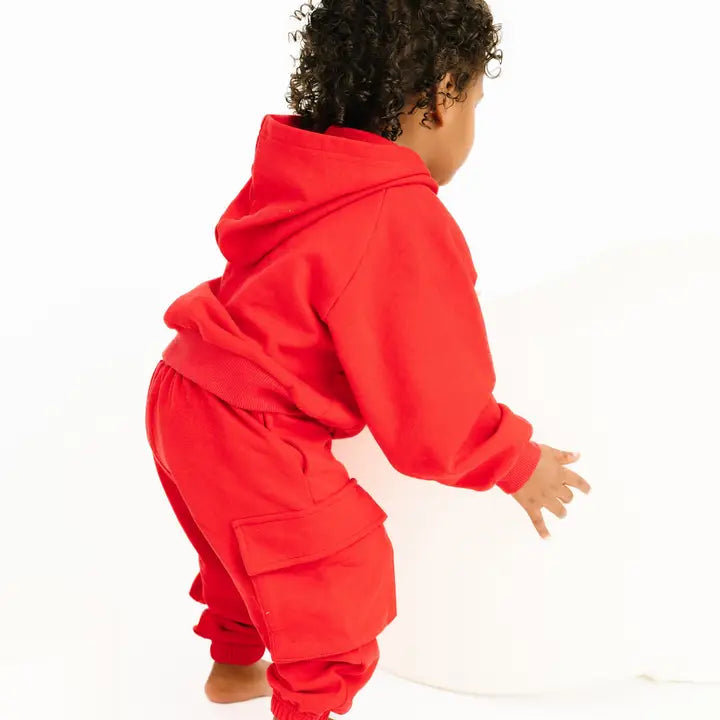 Red Cargo Hoodie Set