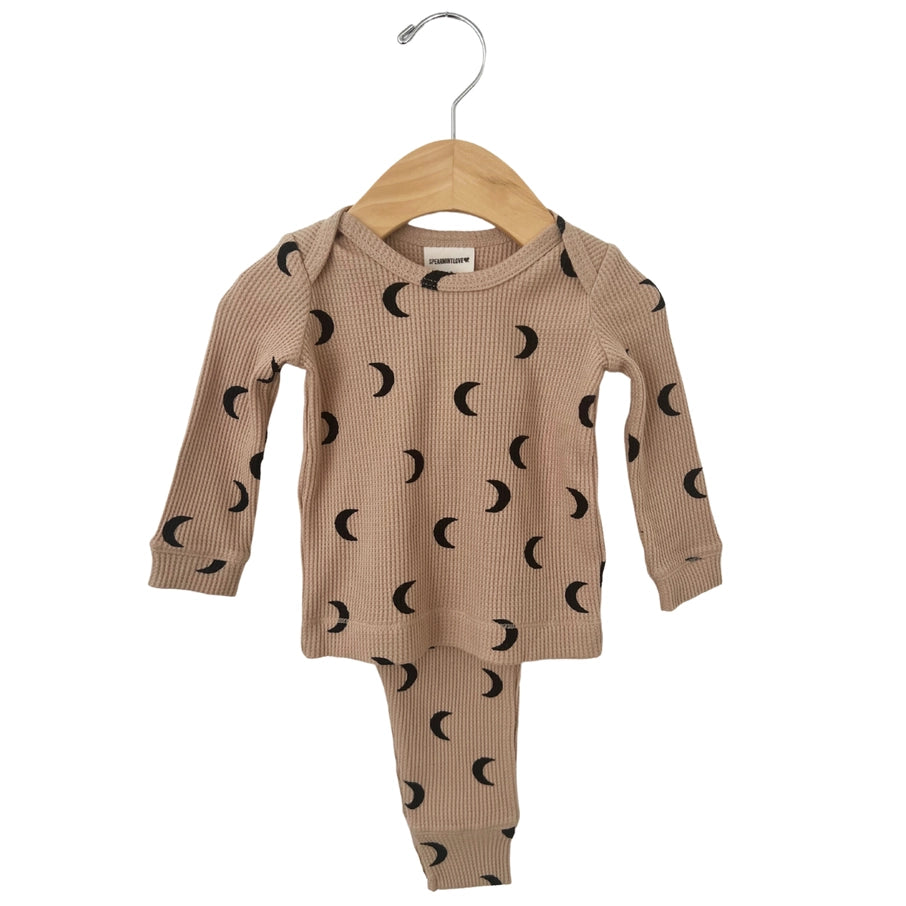 Organic Waffle 2 Piece Set- Tan/Black Moons