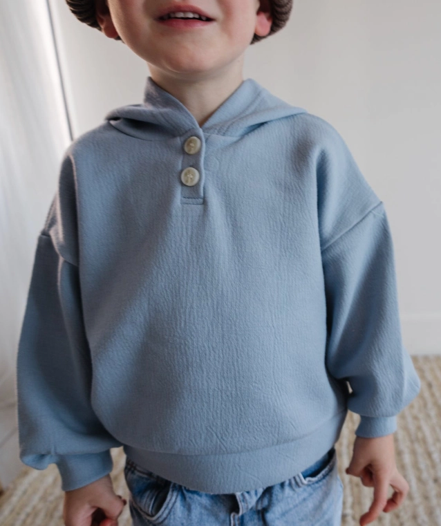 Blue Button Hoodie