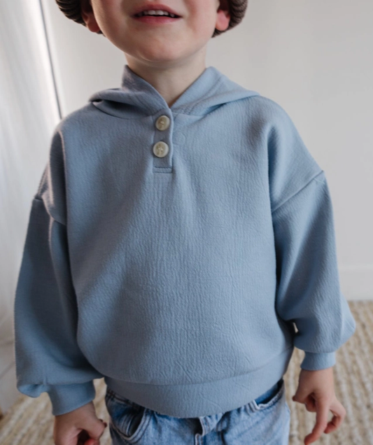 Blue Button Hoodie