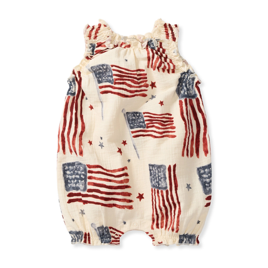 American Flag Baby Romper