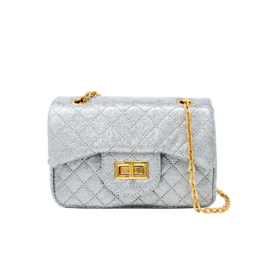 Quilted Sparkle Mini Bag- Silver