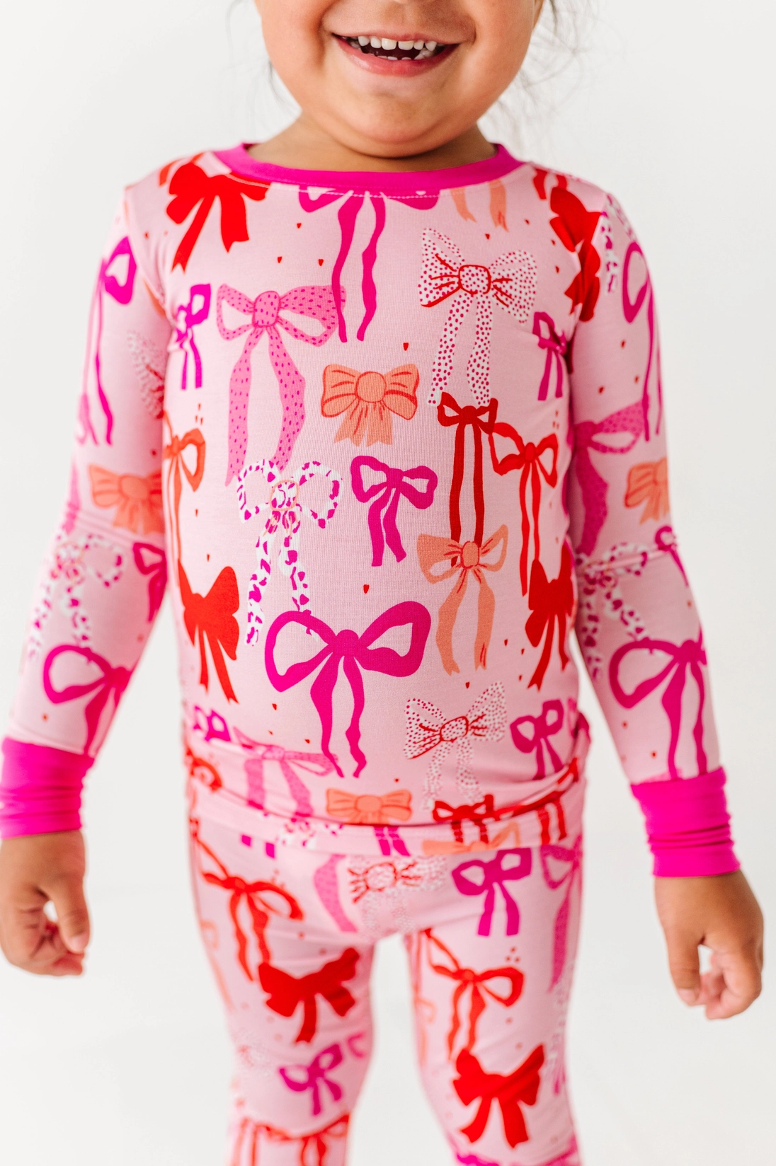 Pink Bows Bamboo Set