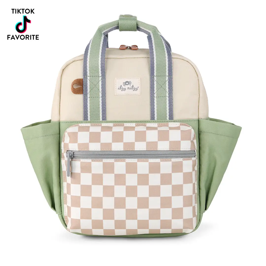 Itzy Bitzy Backpack- Green Check