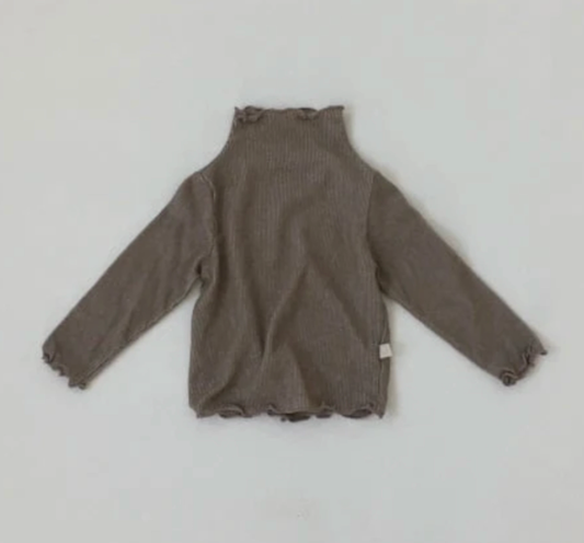 Cocoa Frill Mockneck