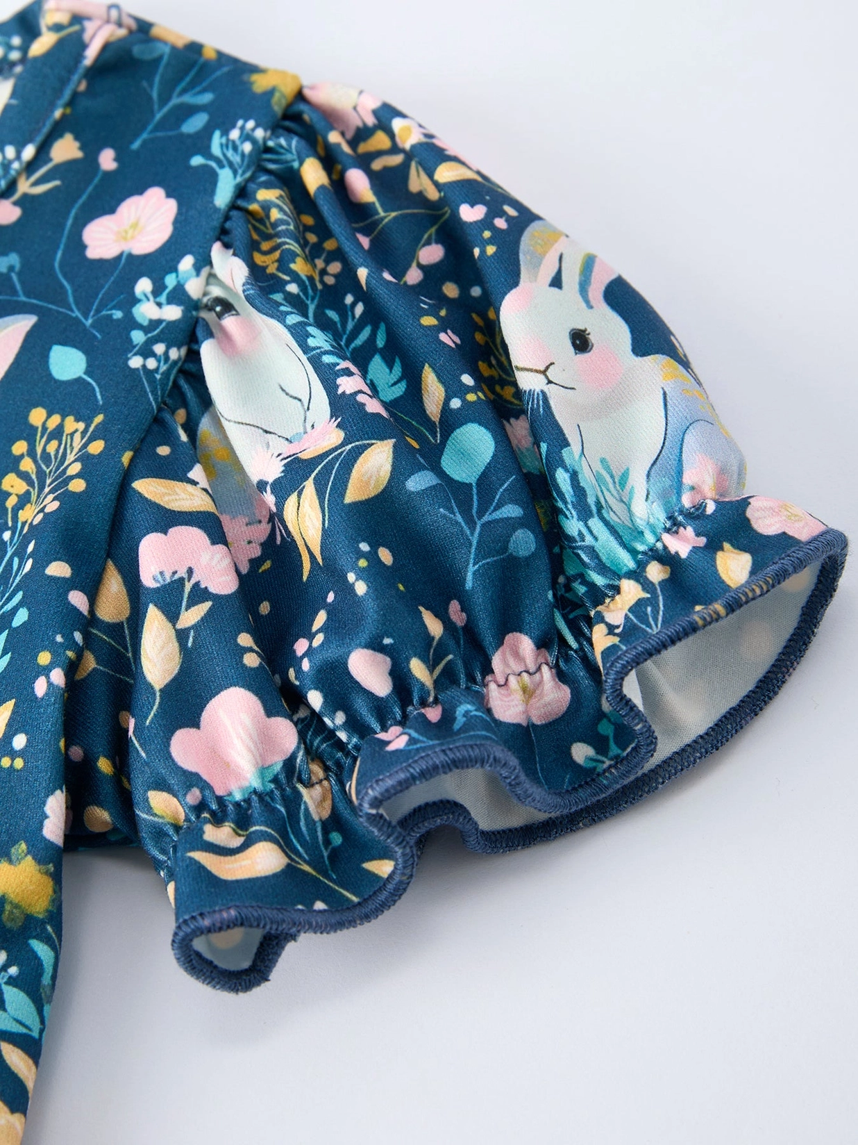 Blue Easter Bunny Short Sleeve Dress