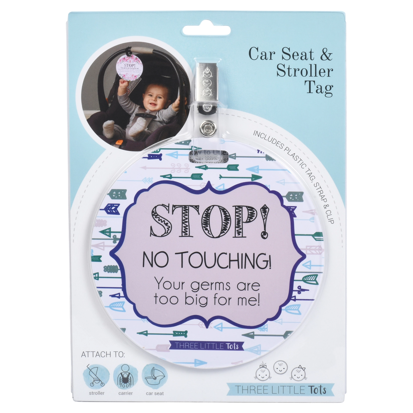 Blue Arrow Car Seat Tag