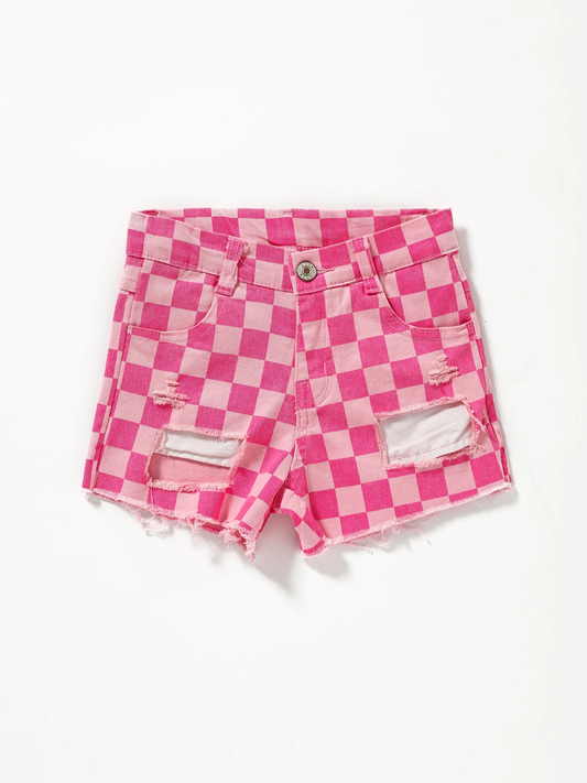 Pink Checkered Shorts