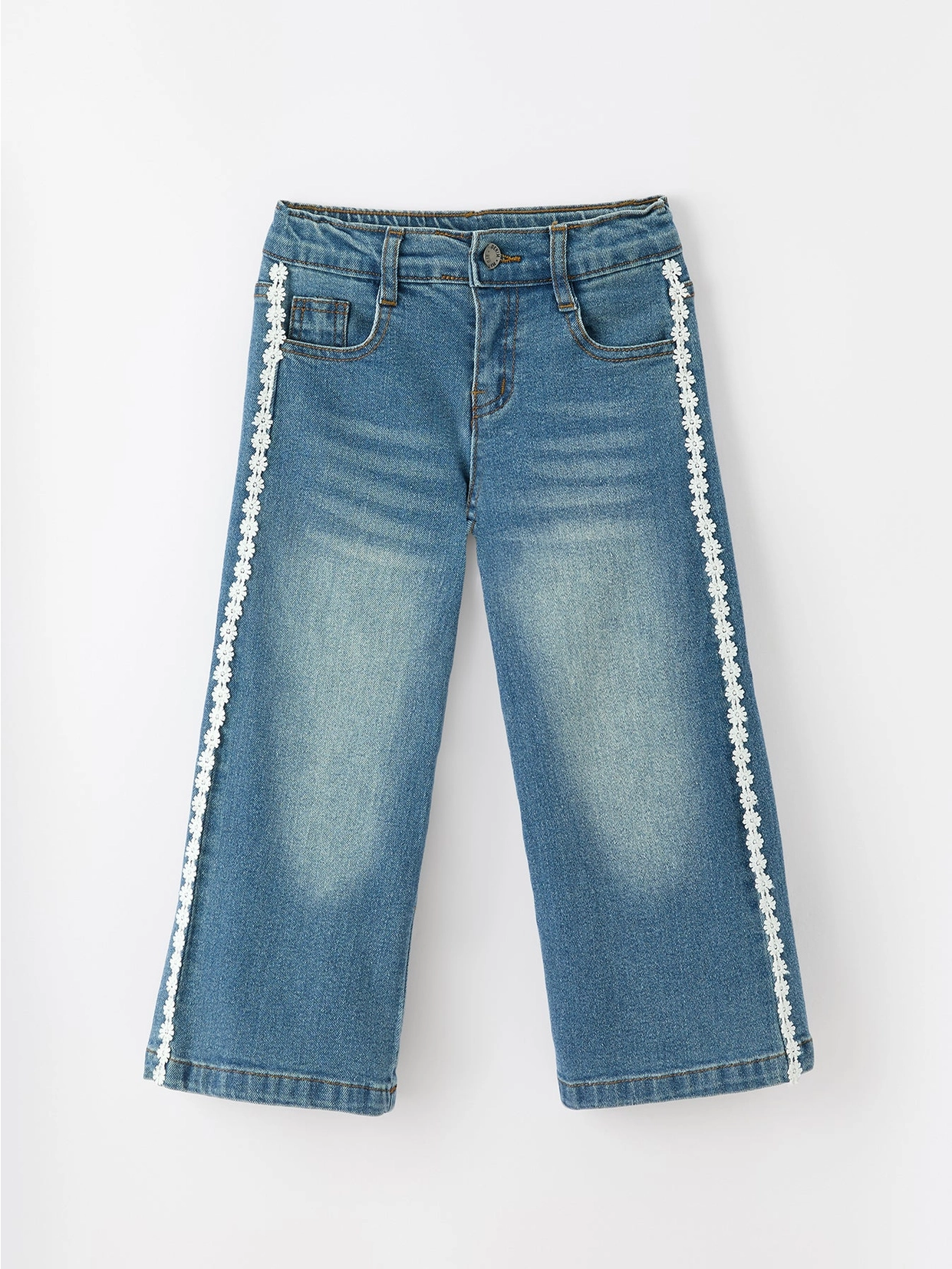 Daisy Lace Trim Denim Jeans