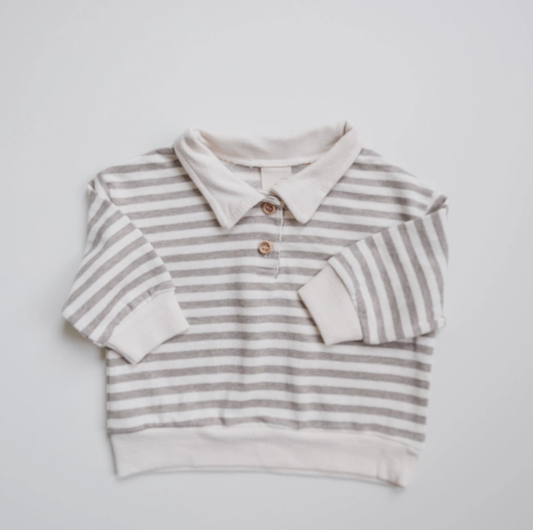 Grey Striped Polo