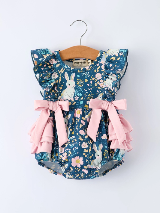 Blue Easter Bunny Baby Romper