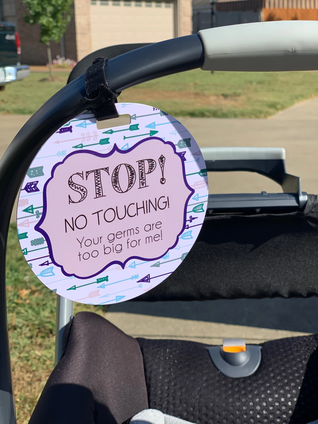 Blue Arrow Car Seat Tag