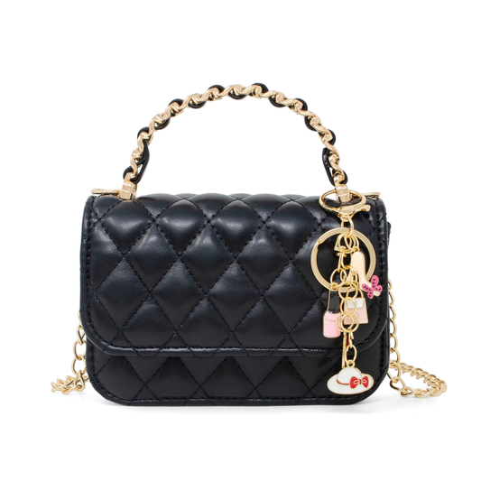 Link Chain Top Handbag- Black