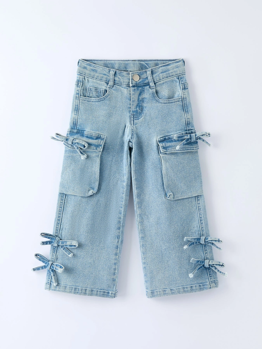 Wide Leg Denim Pants with Pockets